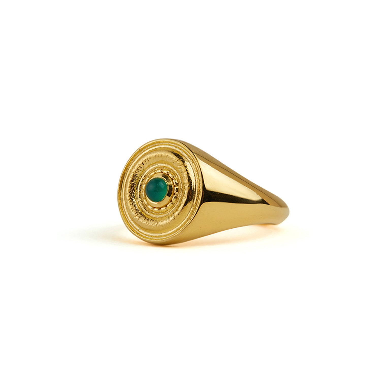 Galatea Green Onyx Signet Ring Solid Gold