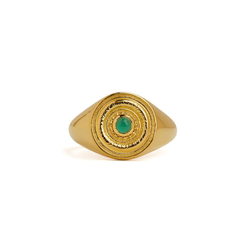 Galatea Green Onyx Signet Ring Gold