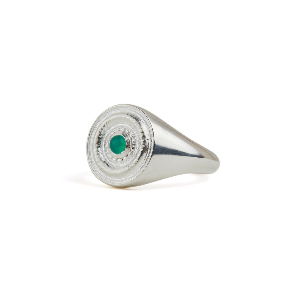 Galatea Green Onyx Signet Ring Silver