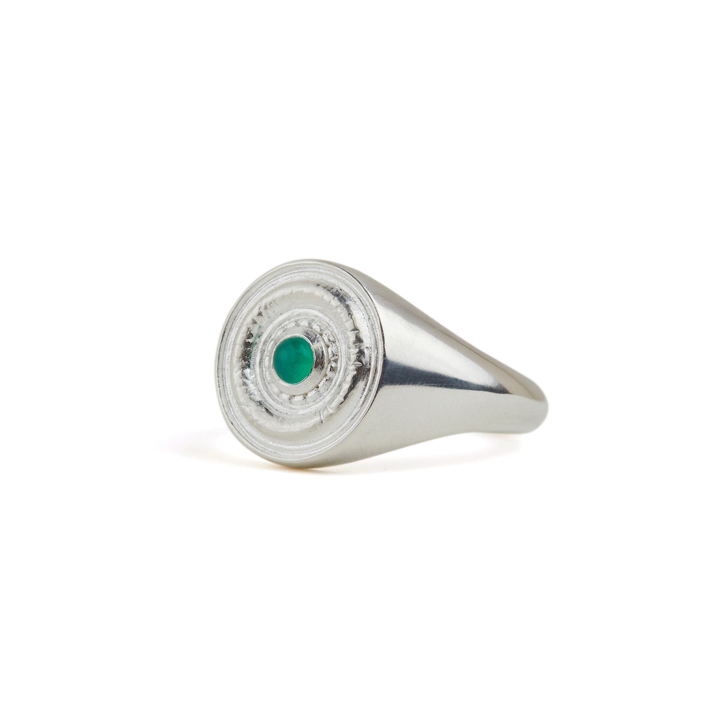 Galatea Green Onyx Signet Ring Silver