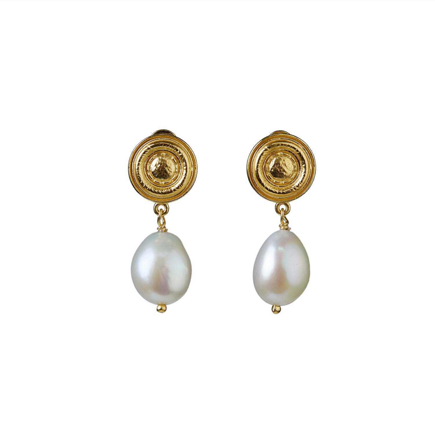Galatea Pearl Drop Stud Earrings Gold