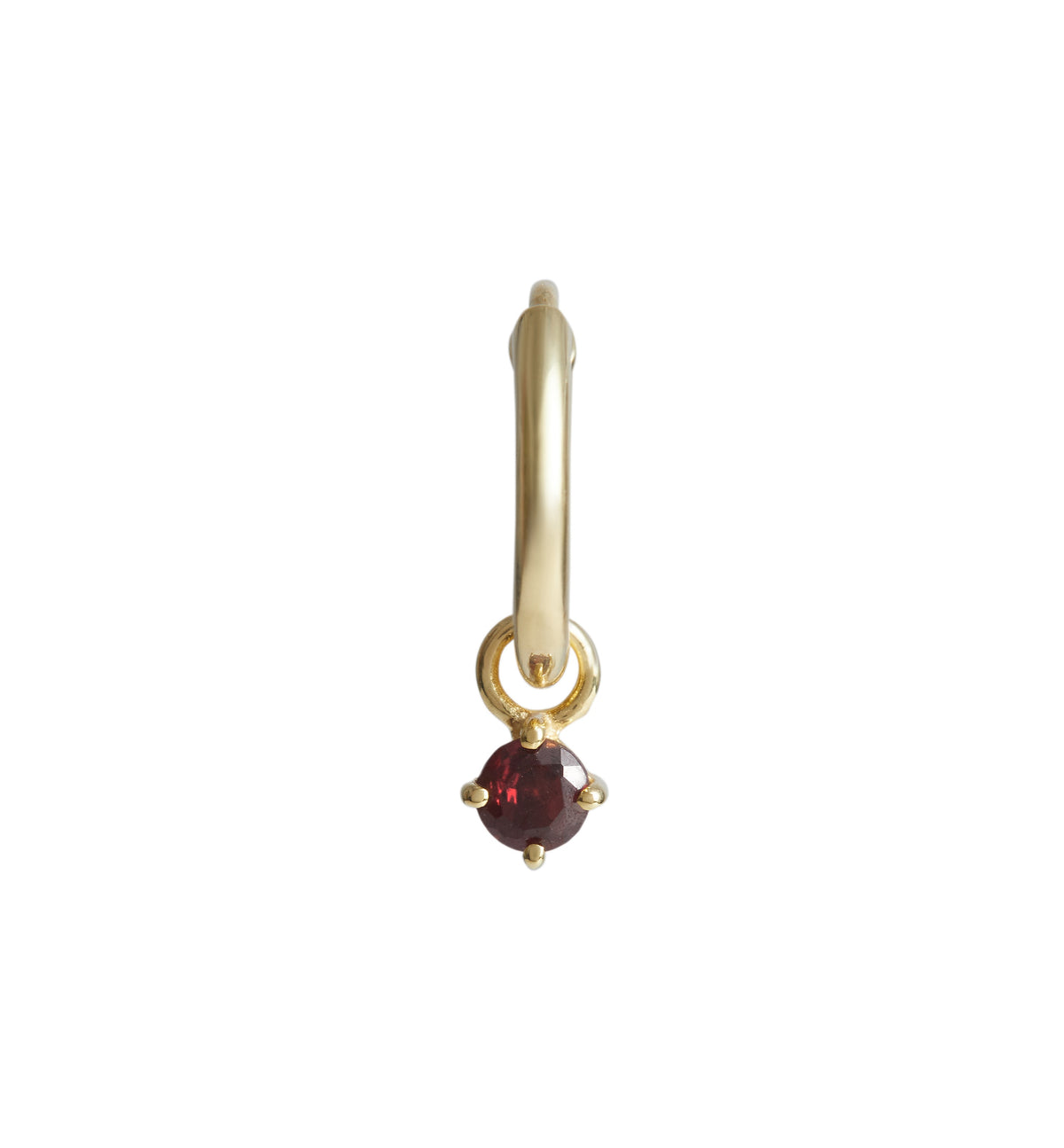 Birthstone Round Charm Hoop Solid Gold