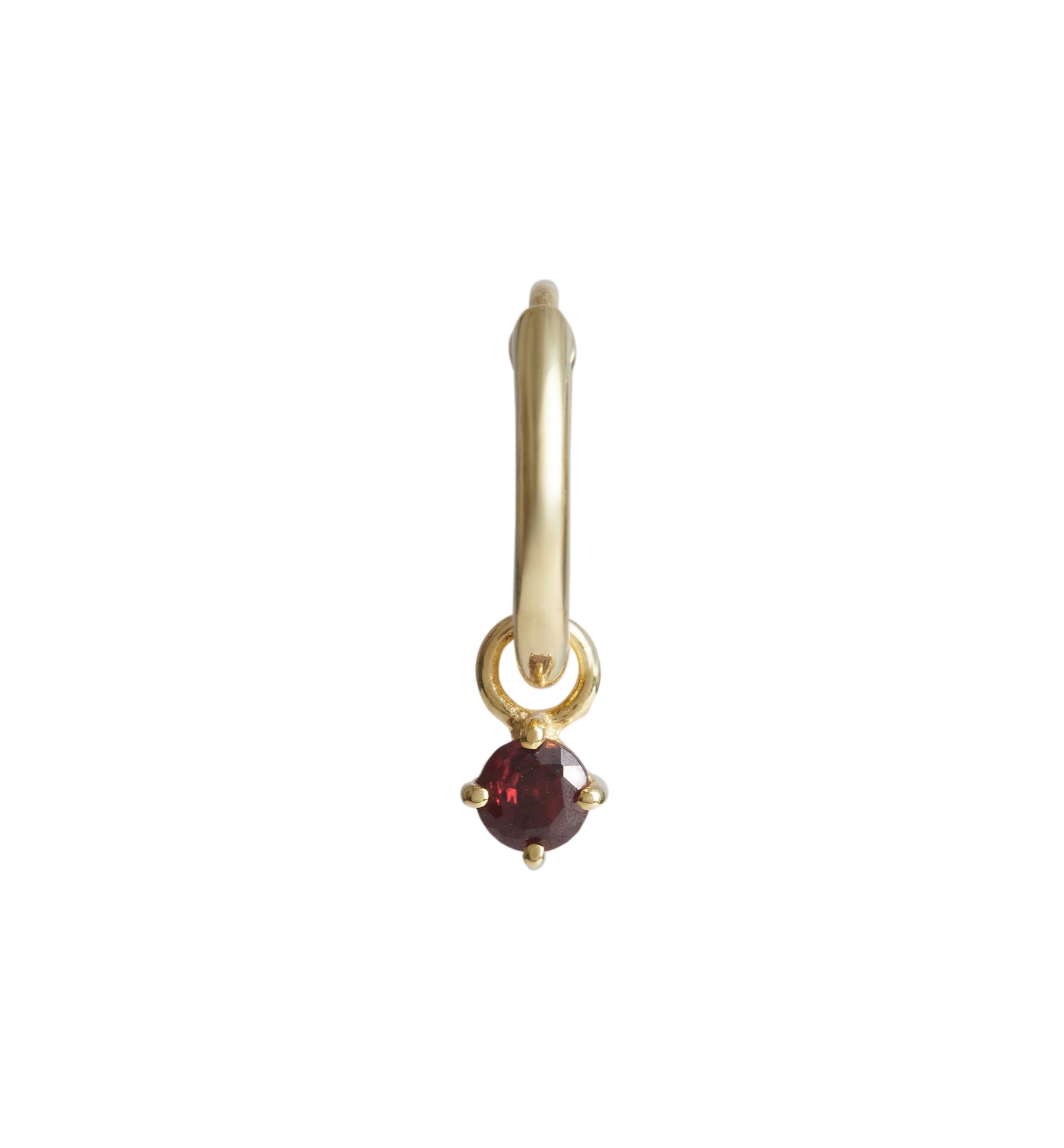 Birthstone Round Charm Hoop Solid Gold