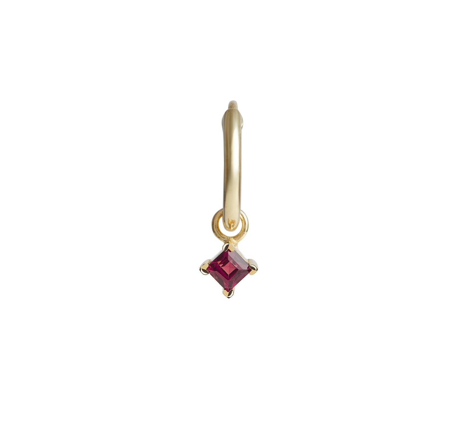 Birthstone Square Charm Hoop Solid Gold