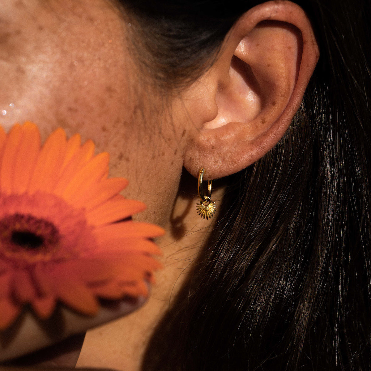 Ishtar Mini Hoop Earrings Solid Gold