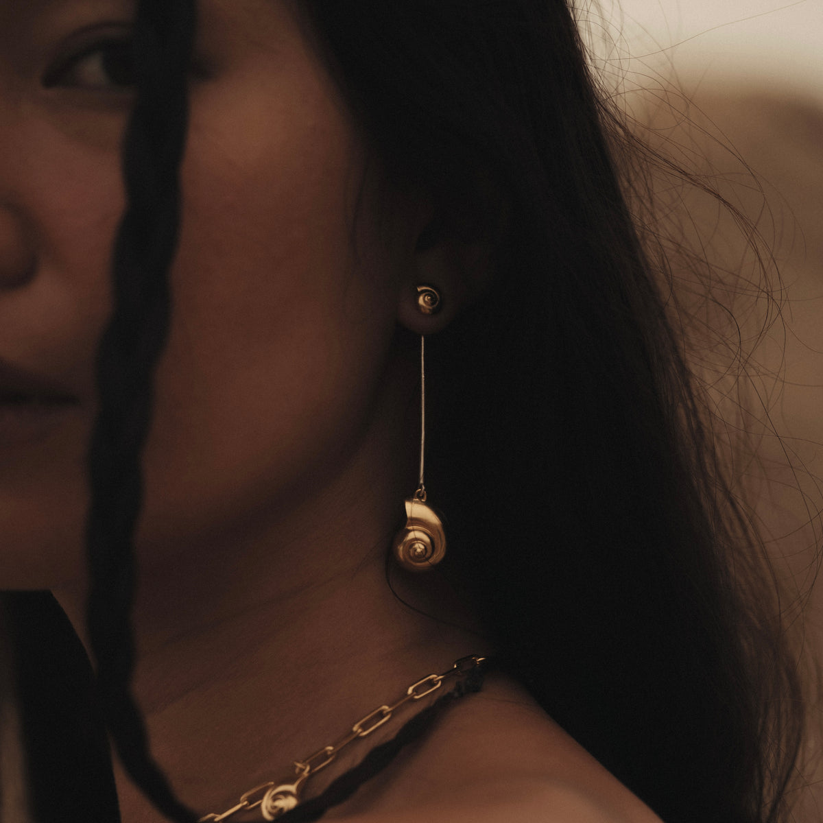 Inanna Spiral Mixed Metal Bar Earrings