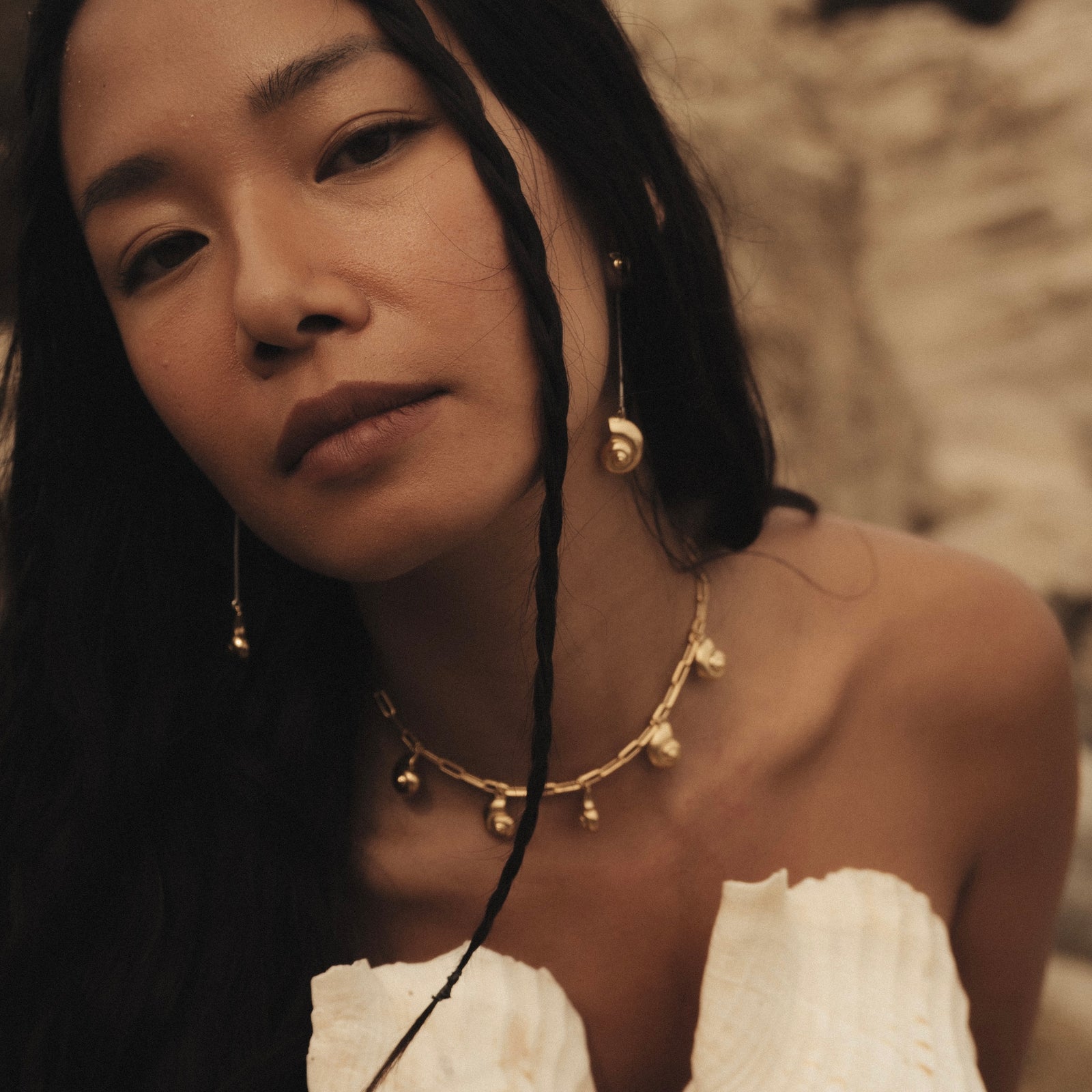 Inanna Spiral Mixed Metal Bar Earrings