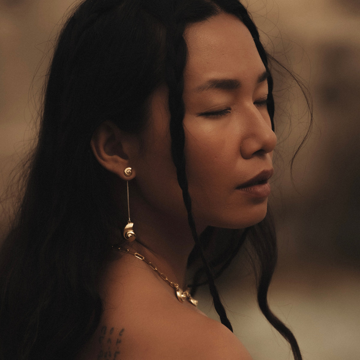 Inanna Spiral Mixed Metal Bar Earrings