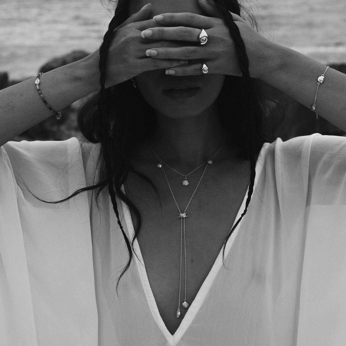 Mermaid's Purse Bolero Necklace Silver