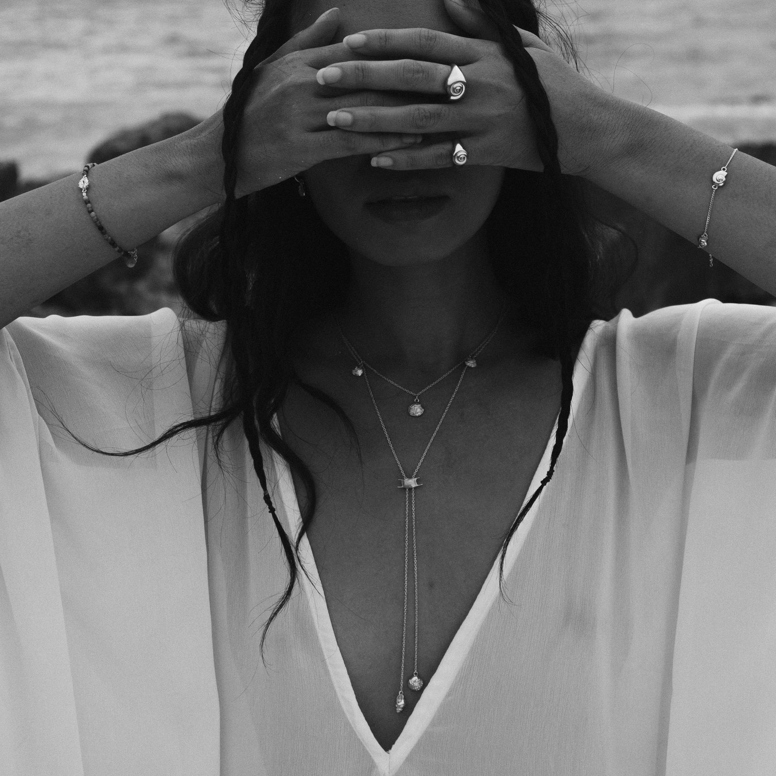 Mermaid's Purse Bolero Necklace Silver