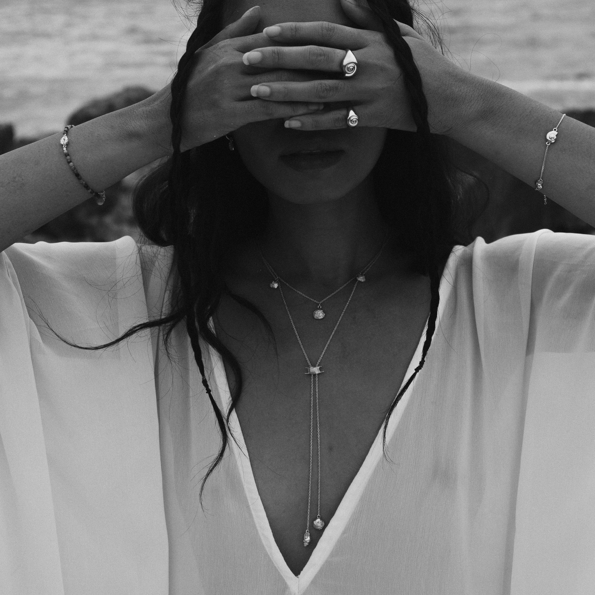 Mermaid's Purse Bolero Necklace Silver