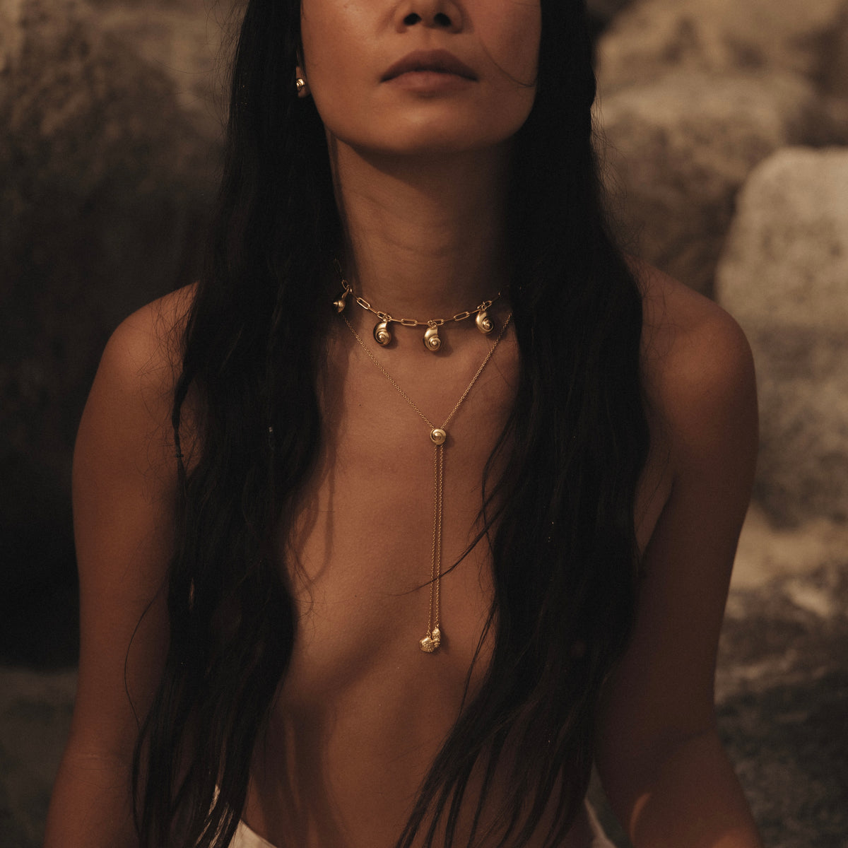 Inanna Spiral Charm Necklace Gold