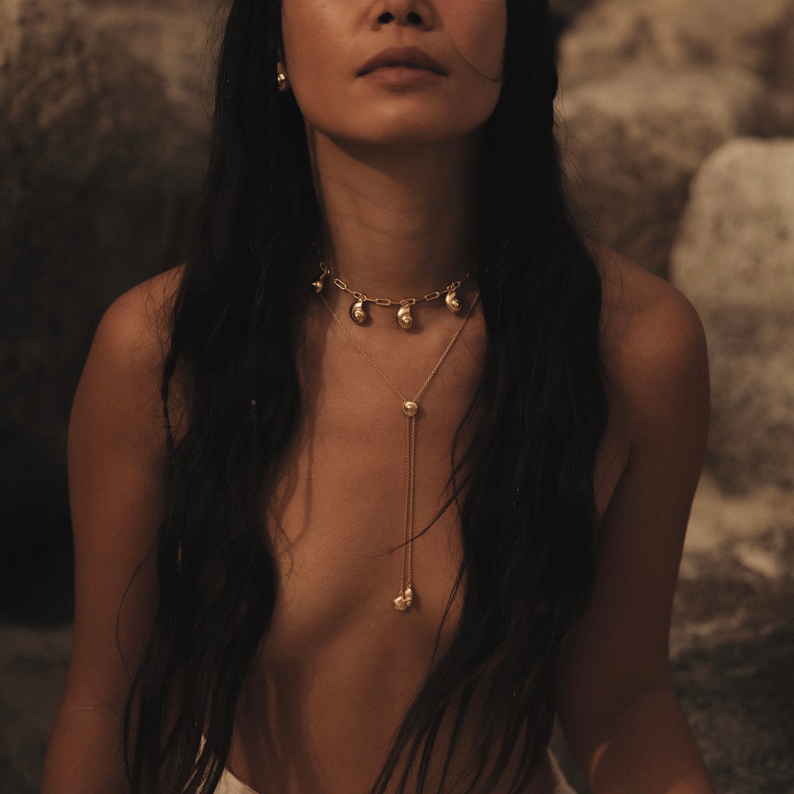 Inanna Spiral Charm Necklace Gold