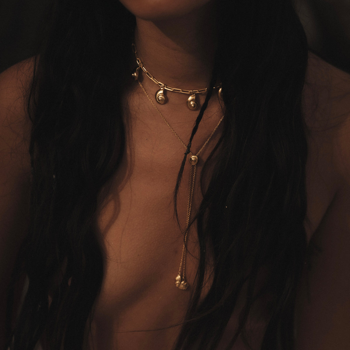 Inanna Spiral Charm Necklace Gold