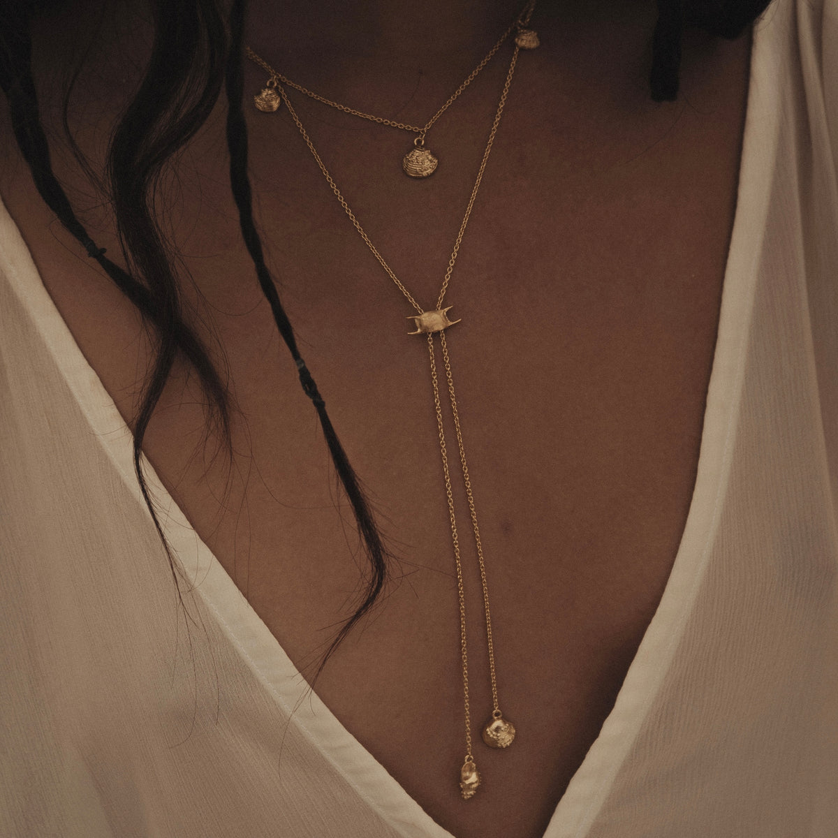 Mermaid's Purse Bolero Necklace Gold