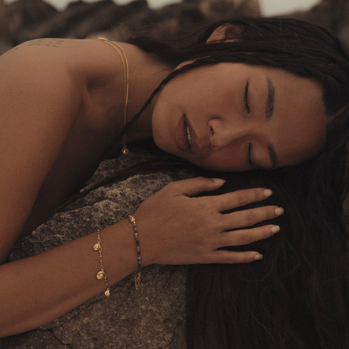 Inanna Spiral Charm Bracelet Gold