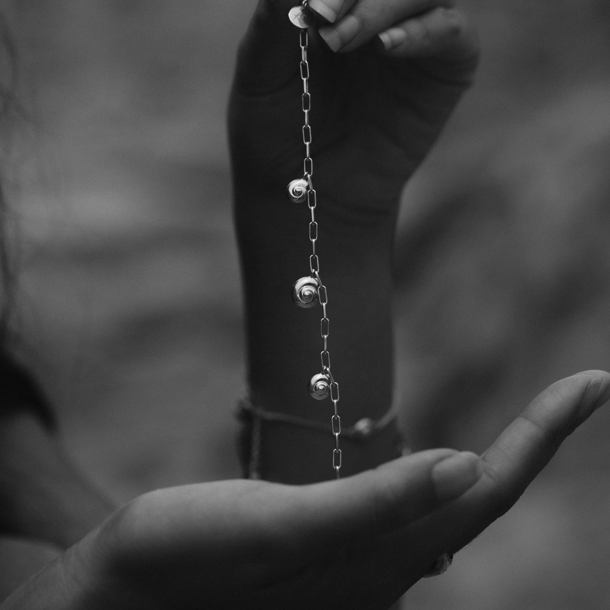 Inanna Spiral Charm Necklace and Bracelet Silver Set