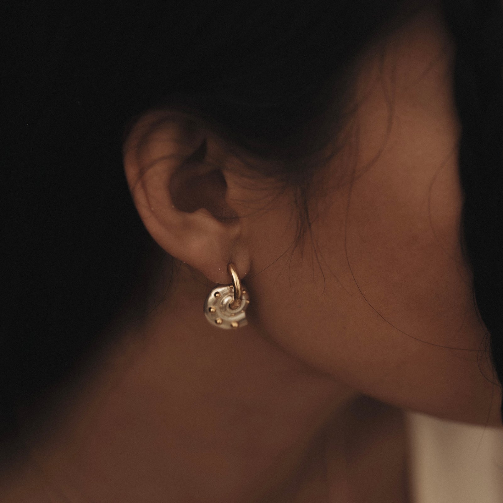 Inanna Spiral Mixed Metal Chunky Hoop Earrings