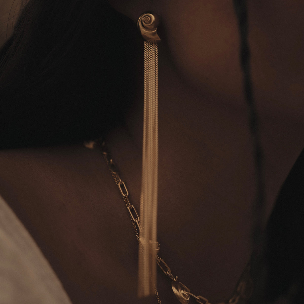 Inanna Spiral Drape Earrings Gold