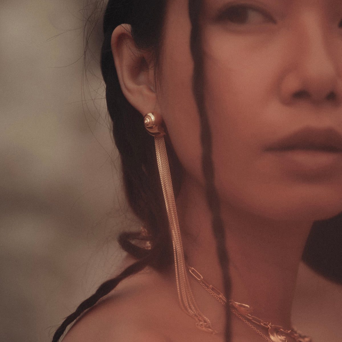 Inanna Spiral Drape Earrings Gold