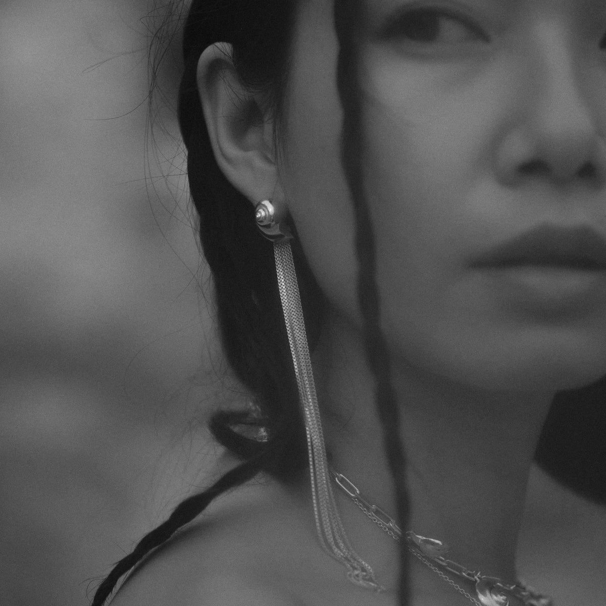 Inanna Spiral Drape Earrings Silver