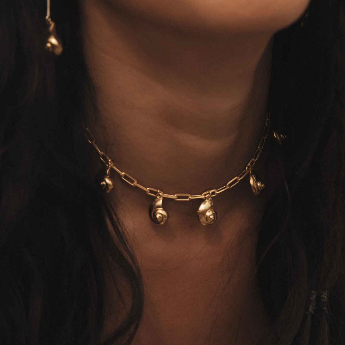 Inanna Spiral Charm Necklace Gold