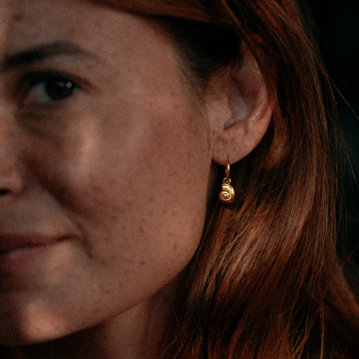 Inanna Spiral Mini Hoop Earrings Solid Gold