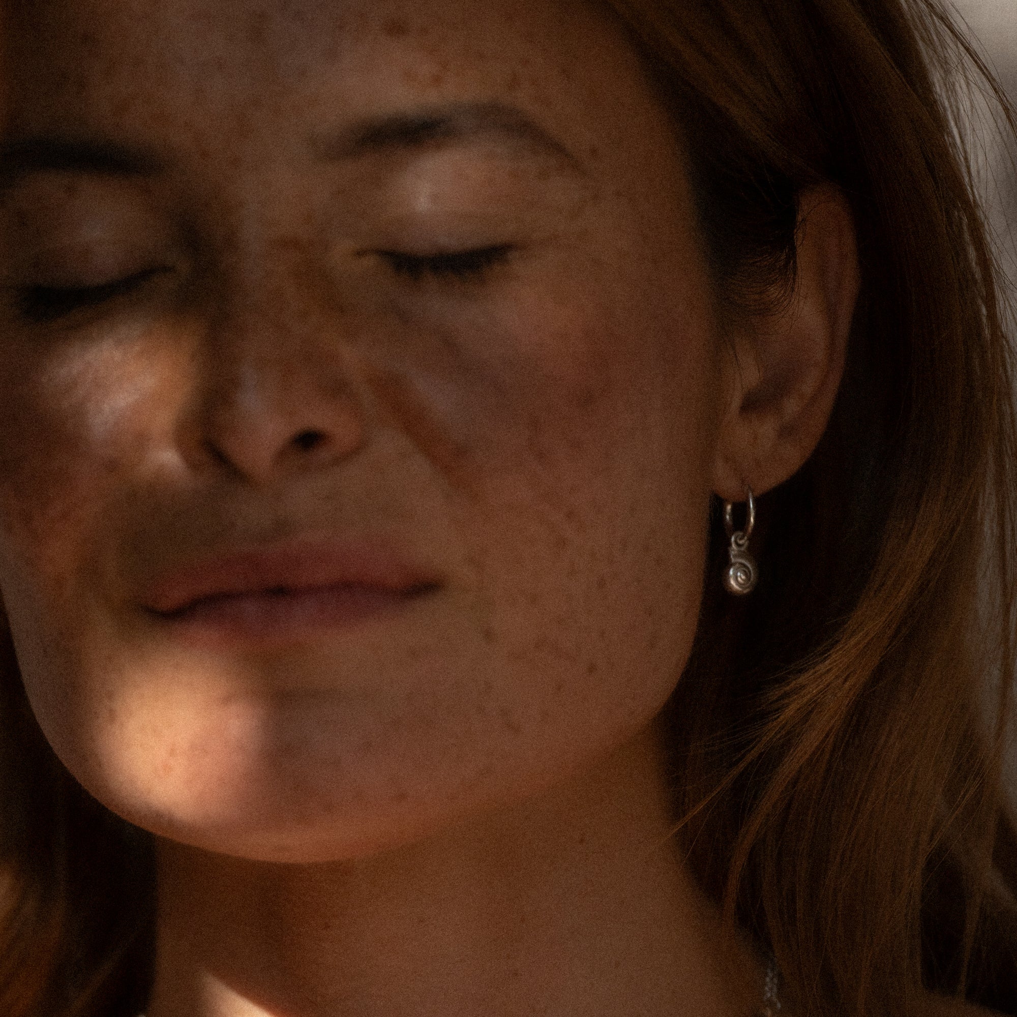 Inanna Spiral Mini Hoop Earrings Silver