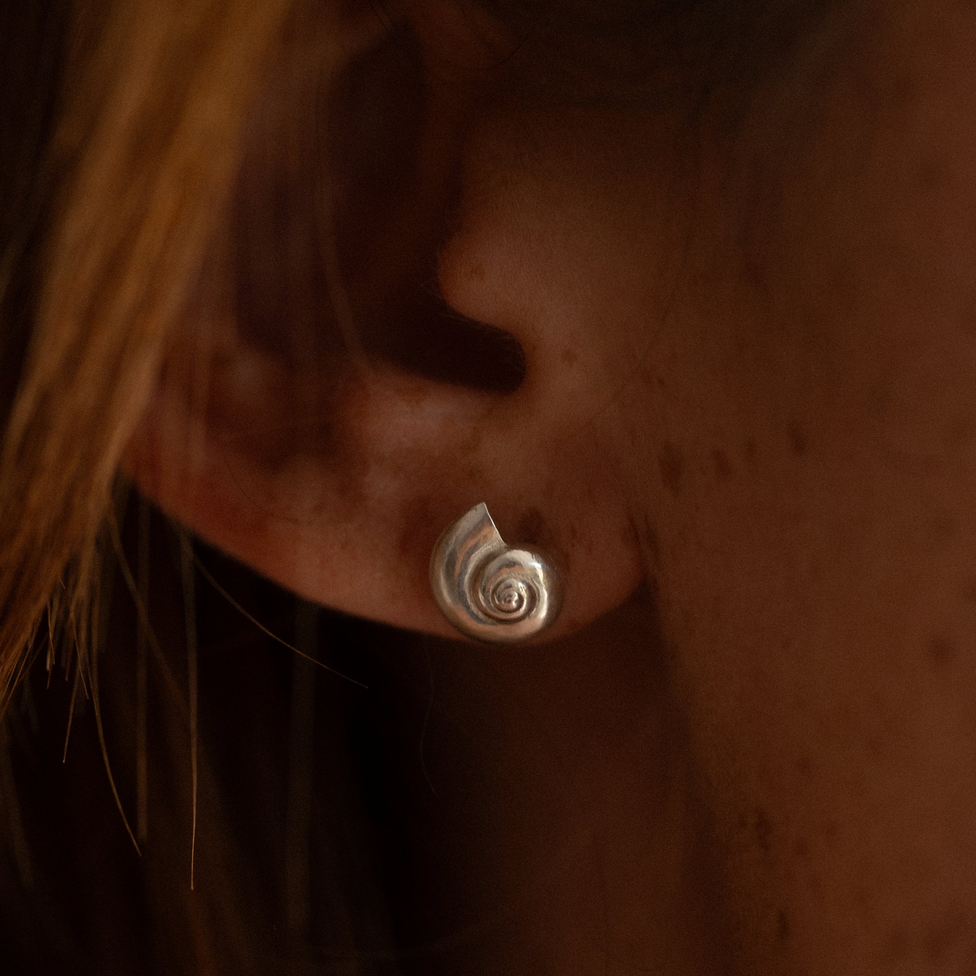 Inanna Spiral Stud Earrings Silver