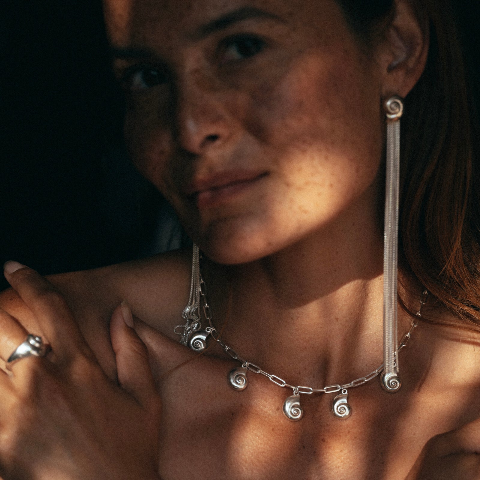 Inanna Spiral Charm Necklace Silver