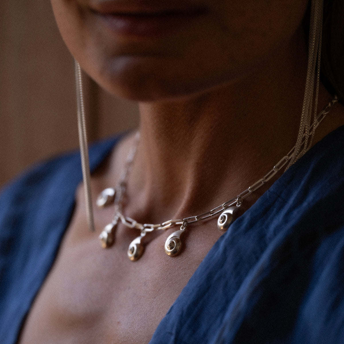 Inanna Spiral Charm Necklace Silver