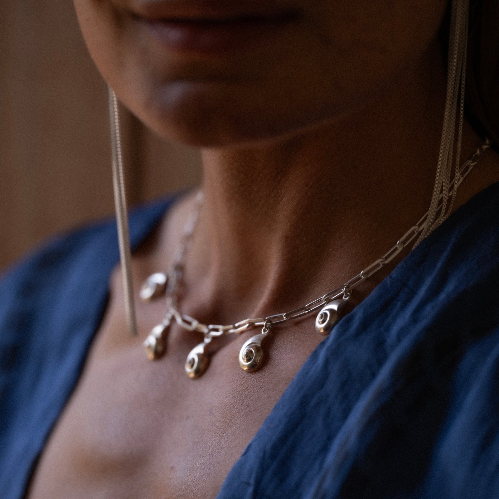 Inanna Spiral Charm Necklace Silver