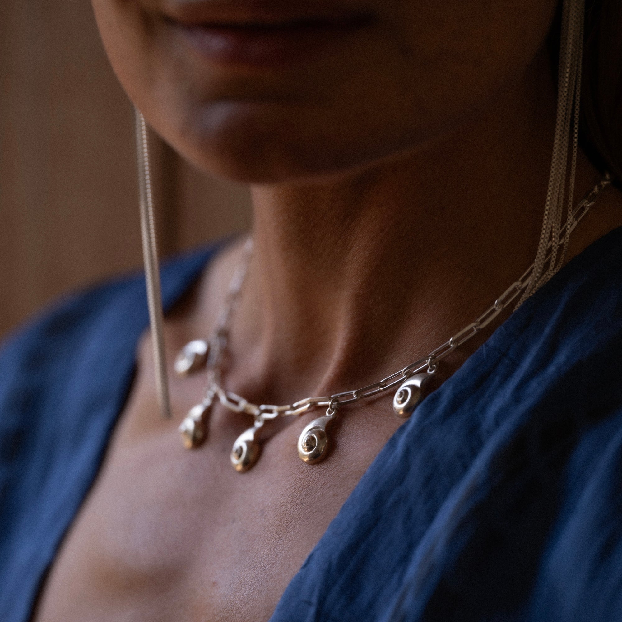 Inanna Spiral Charm Necklace Silver