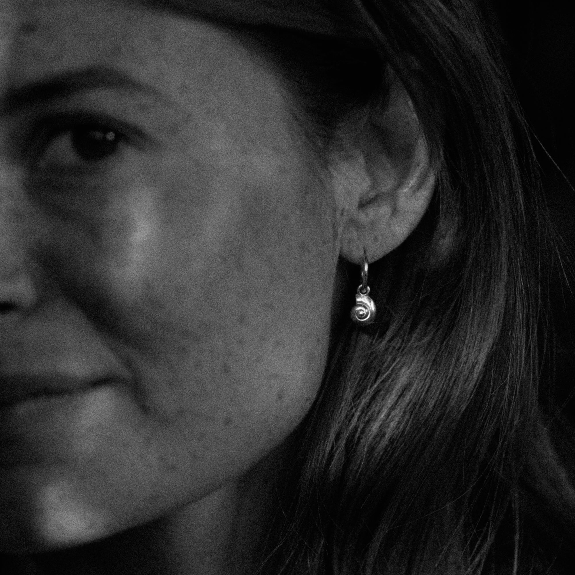 Inanna Spiral Mini Hoop Earrings Silver