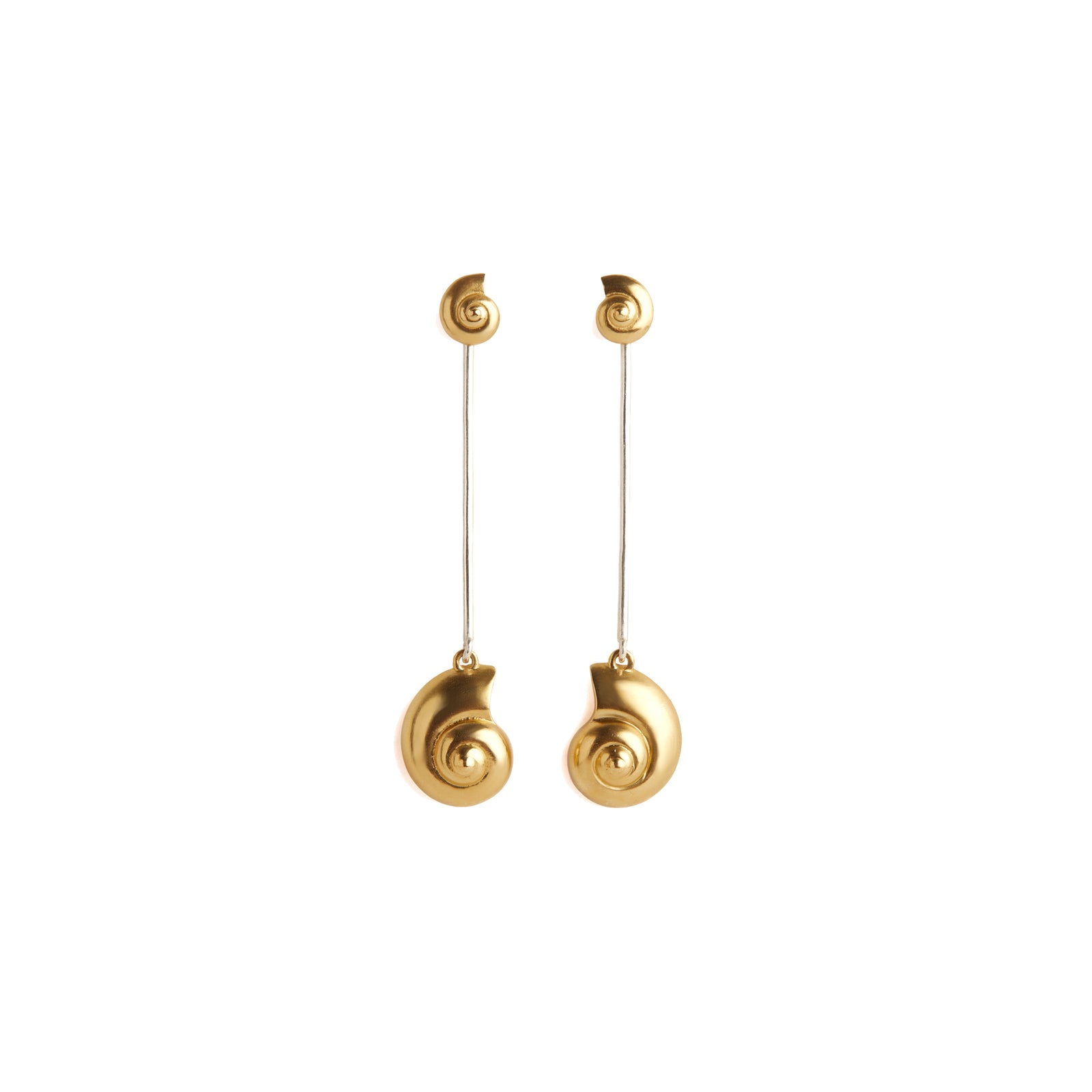 Inanna Spiral Mixed Metal Bar Earrings