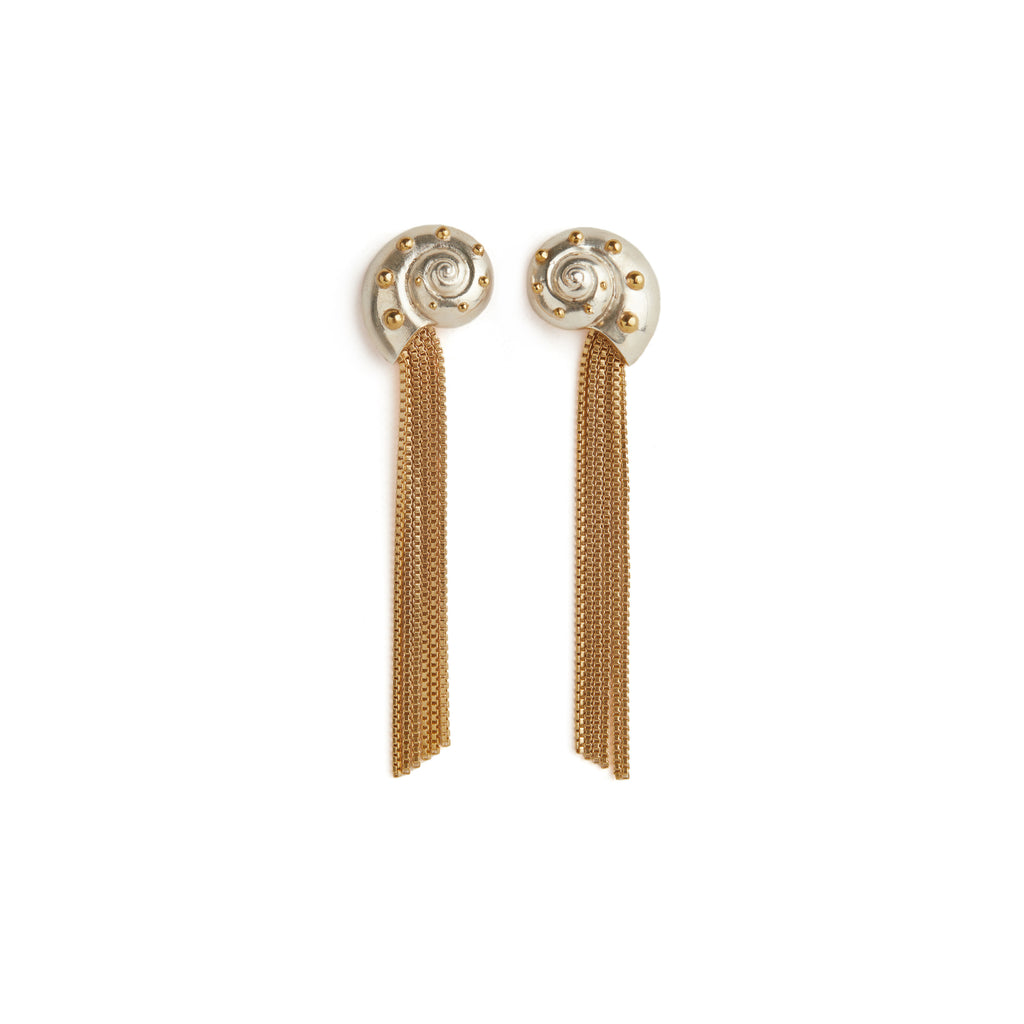 Inanna Spiral Metal Chain Earrings