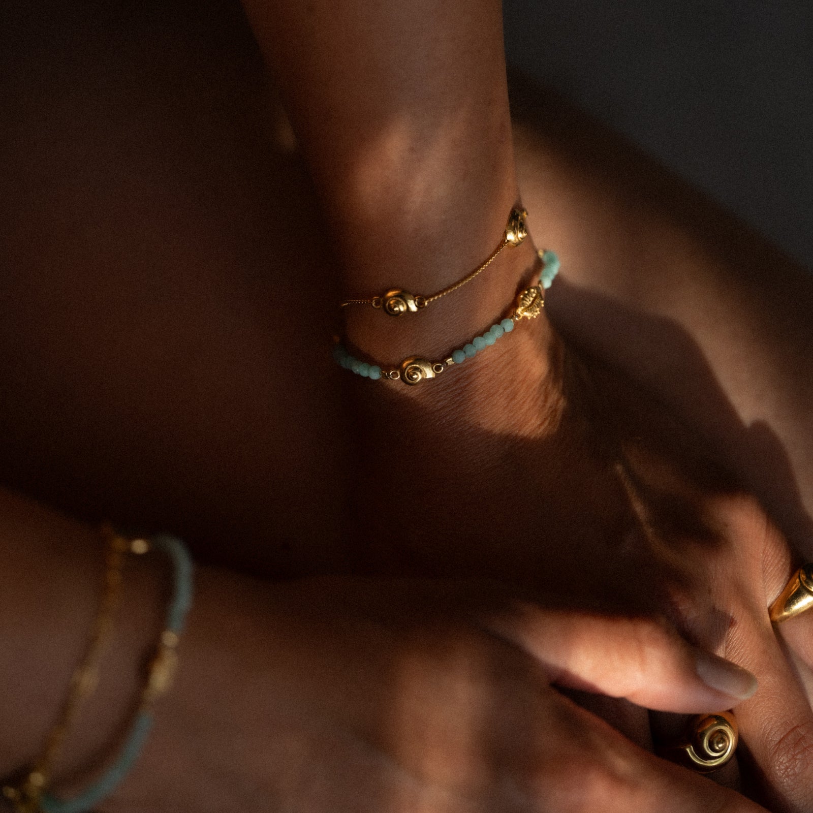 Inanna Spiral Amazonite Bracelet Gold