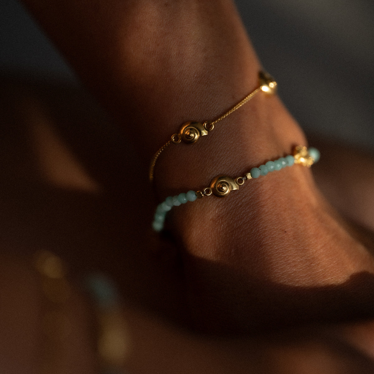 Inanna Spiral Amazonite Bracelet Gold