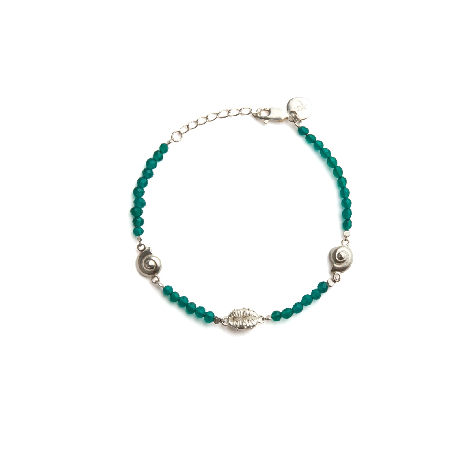 Inanna Spiral Green Onyx Bracelet Silver