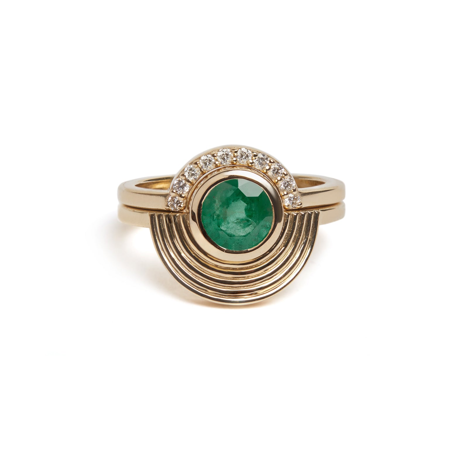 Interstellar Fine Stack Emerald Solid Gold