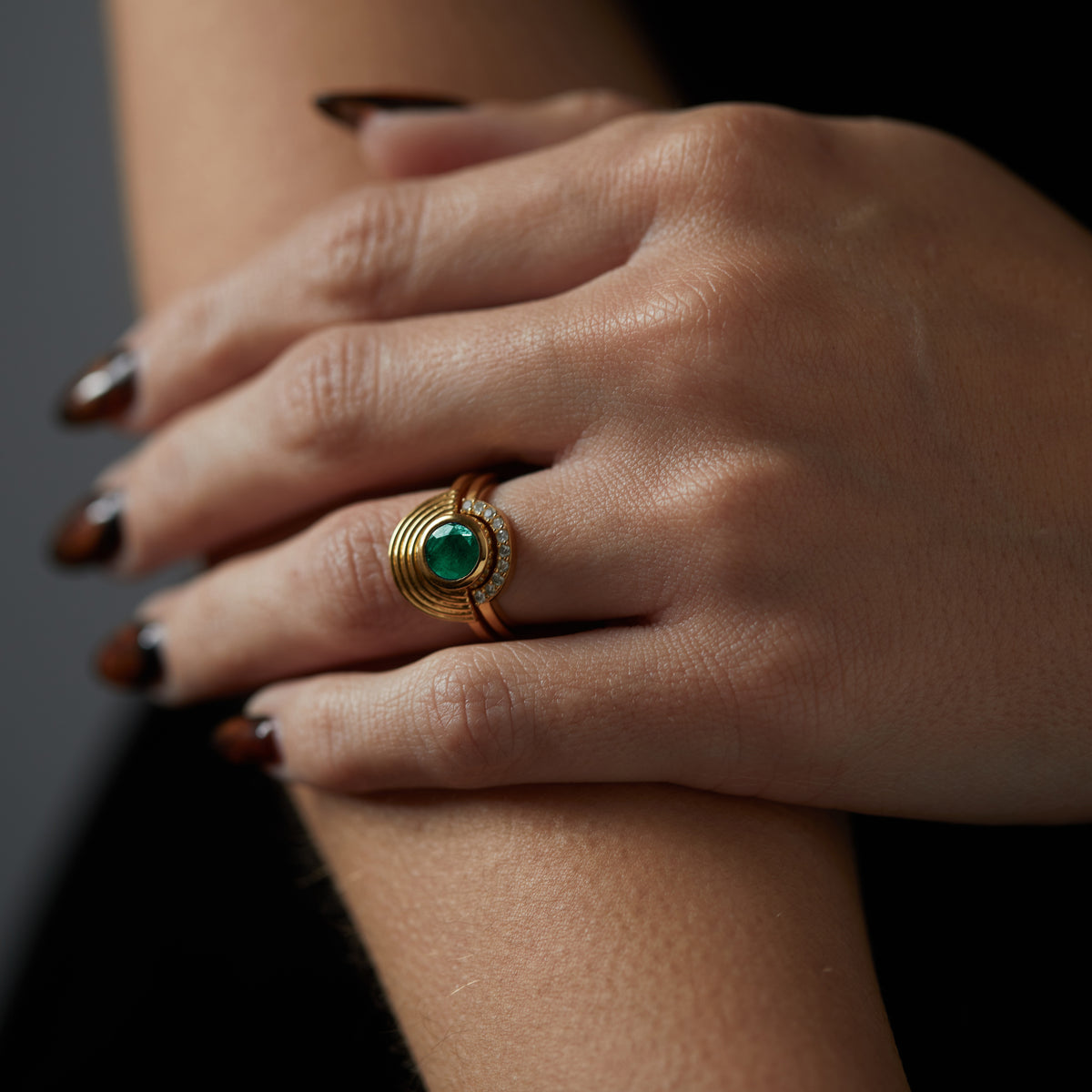 Interstellar Fine Stack Emerald Solid Gold