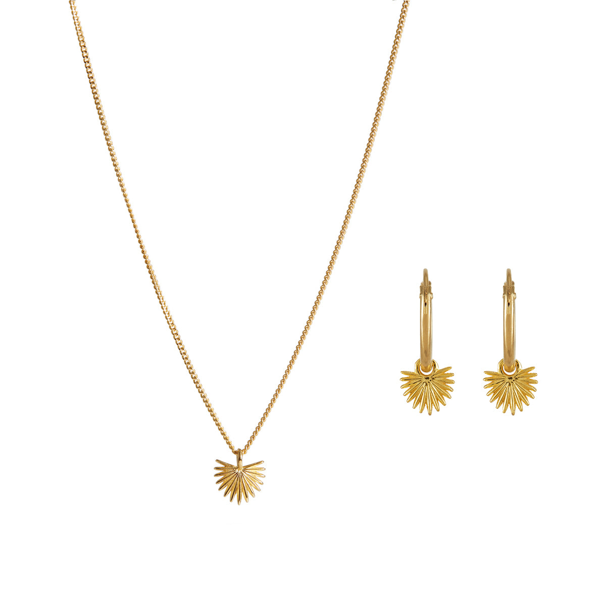 Ishtar Necklace and Mini Hoops Gold Set