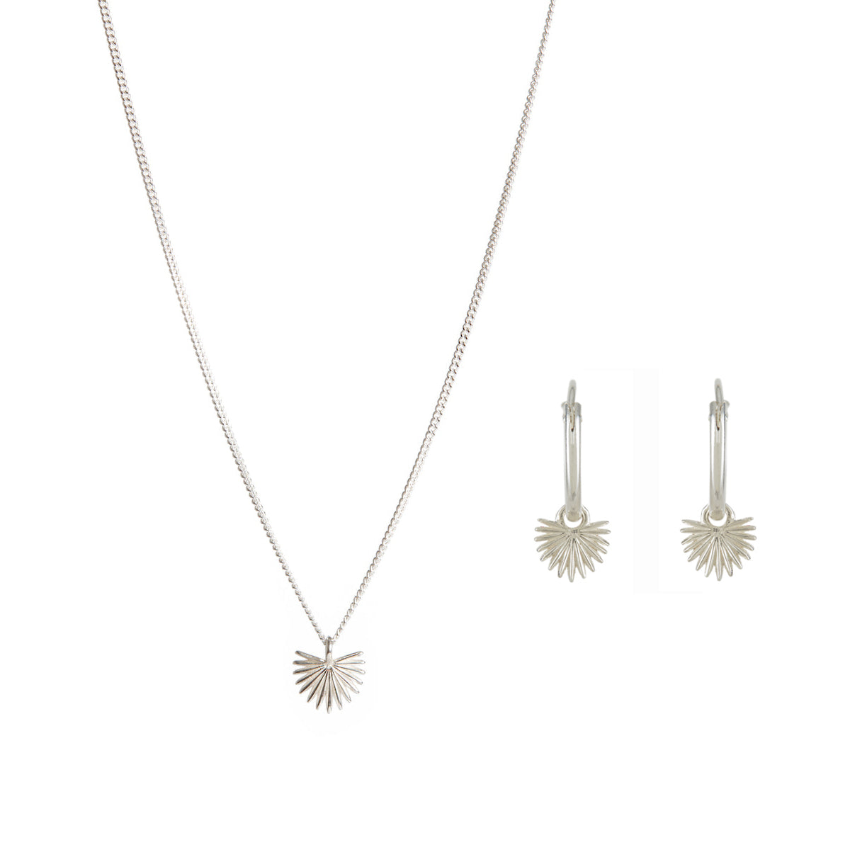 Ishtar Necklace and Mini Hoops Silver Set