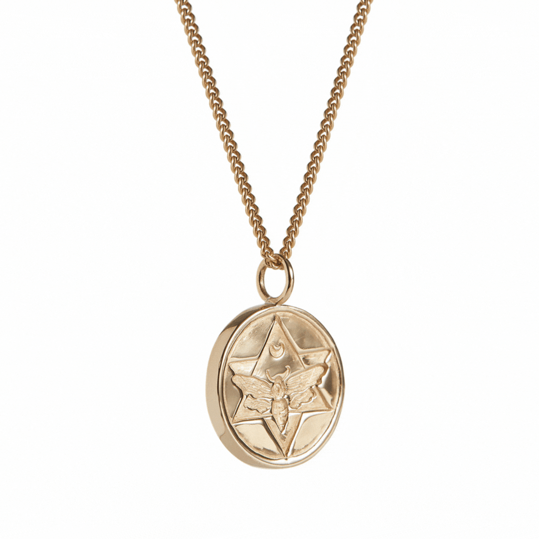 Lunar Coin Necklace Solid Gold