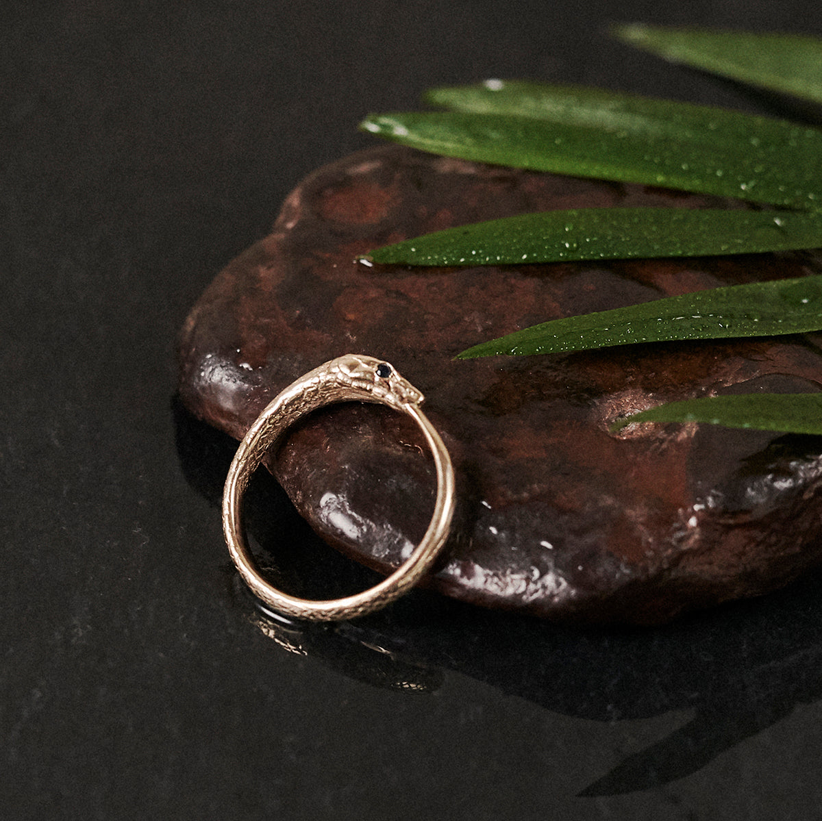 Ouroboros Snake Ring with Rubies or Sapphires Solid Gold