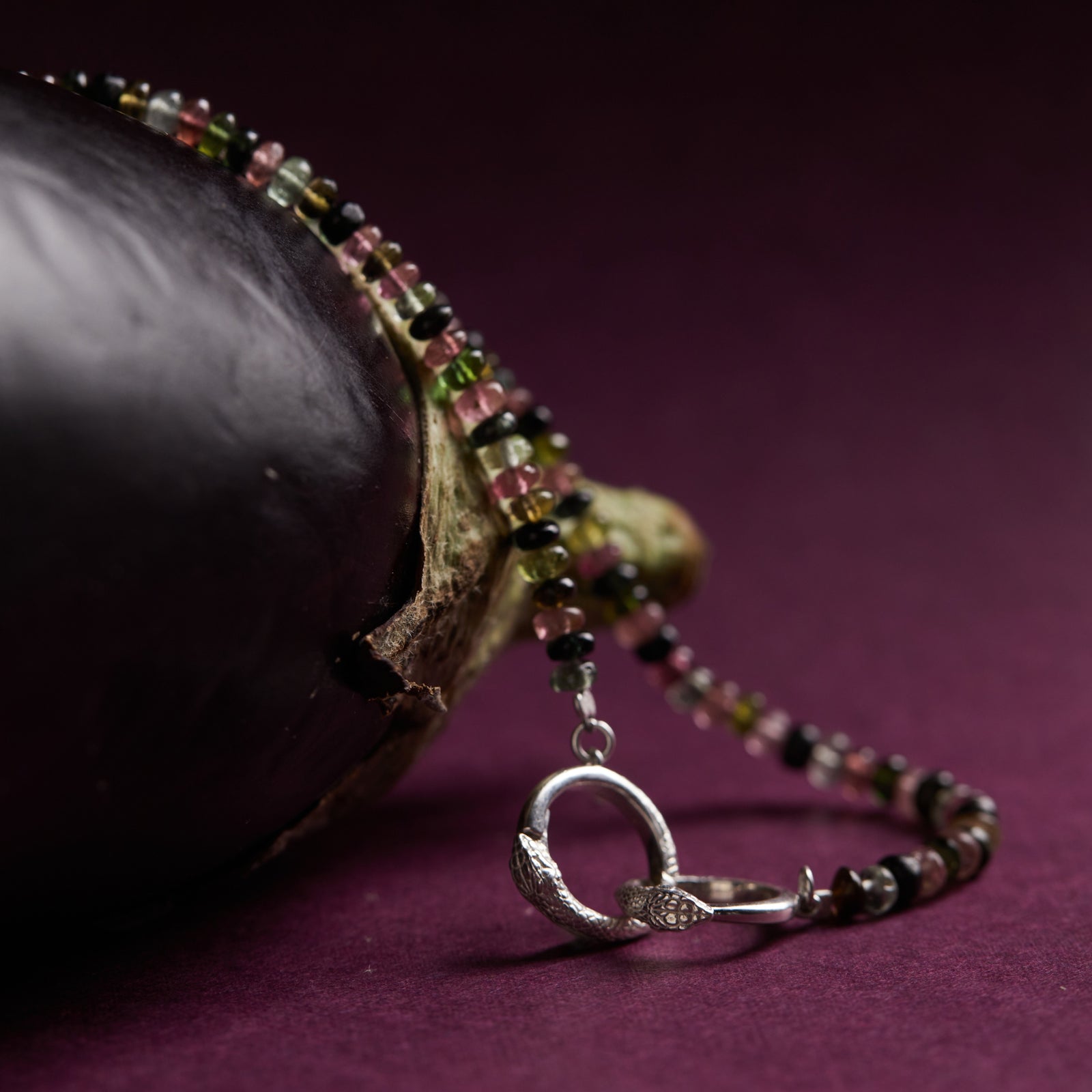 Ouroboros Tourmaline Necklace Silver