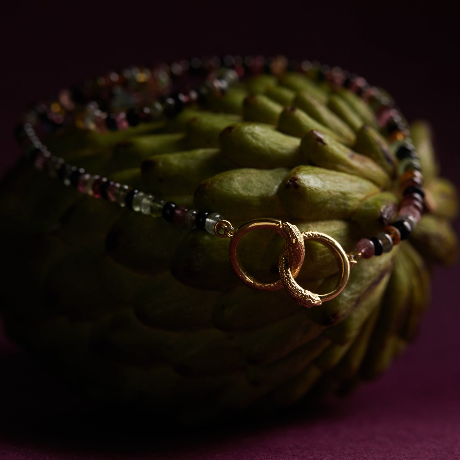 Ouroboros Tourmaline Necklace Gold