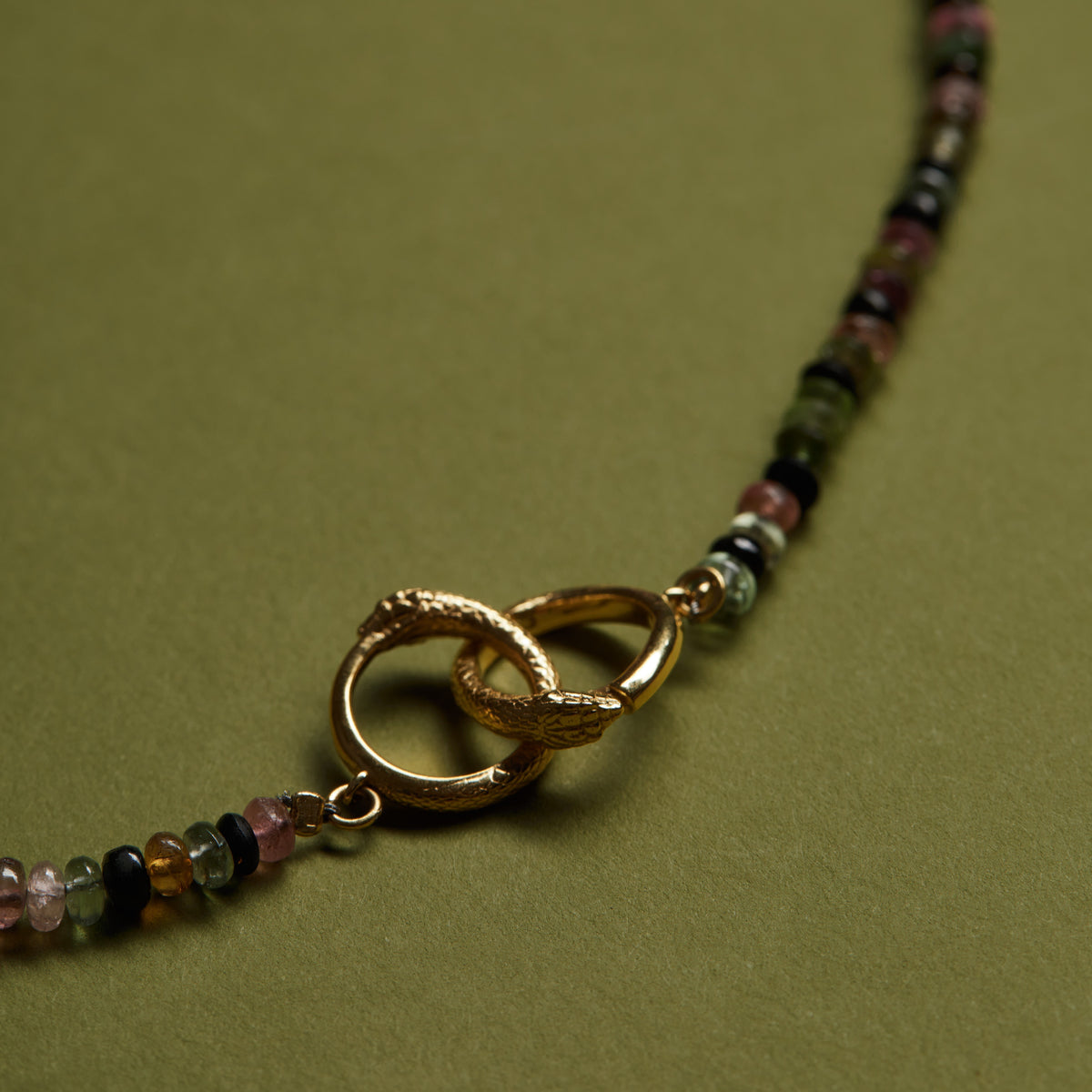 Ouroboros Tourmaline Necklace Gold
