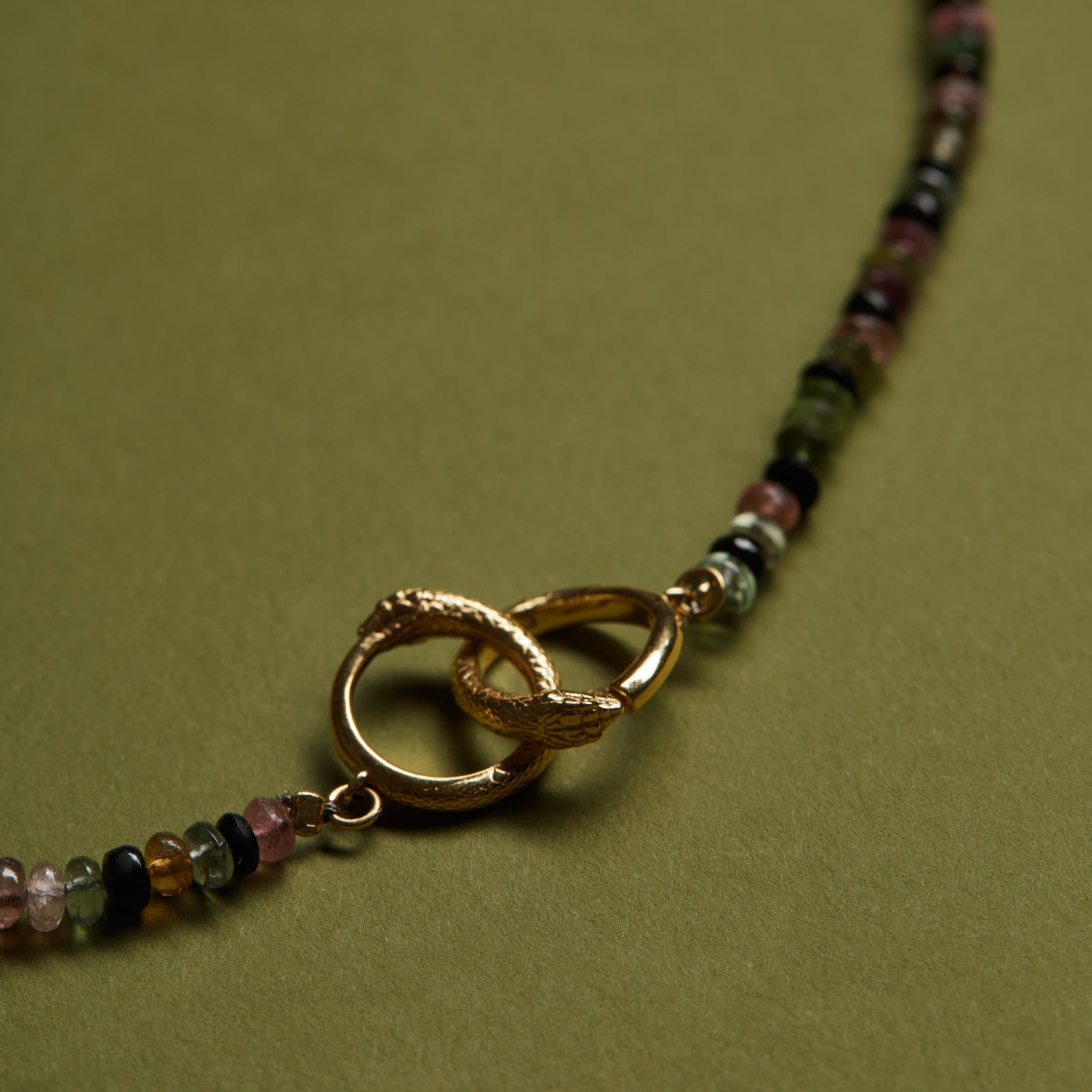 Ouroboros Tourmaline Necklace Gold