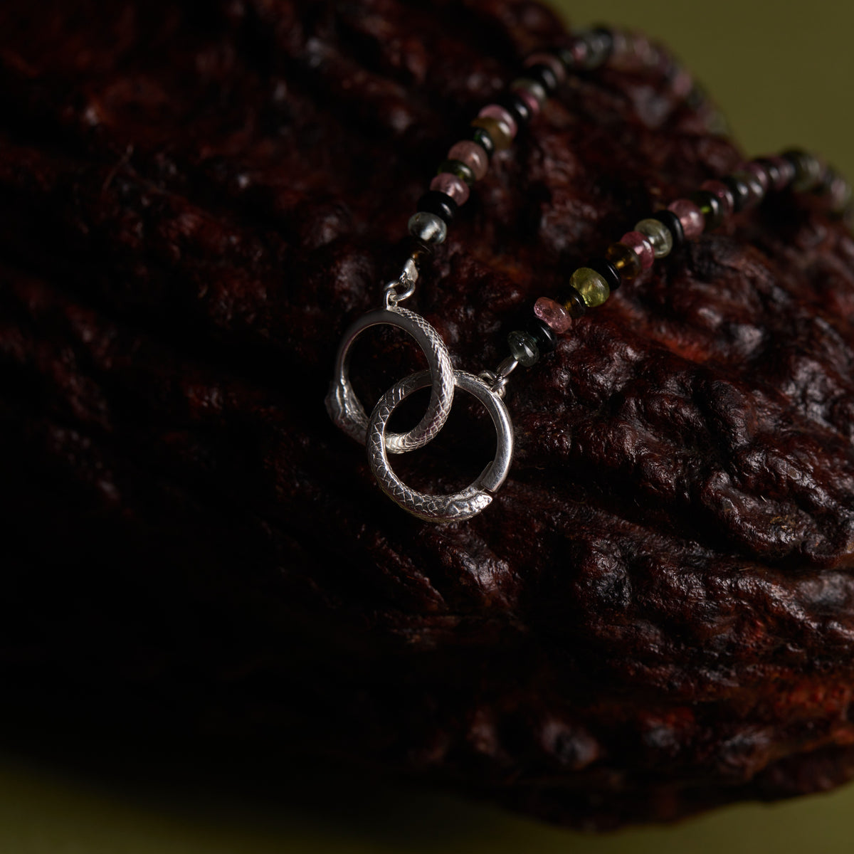 Ouroboros Tourmaline Necklace Silver